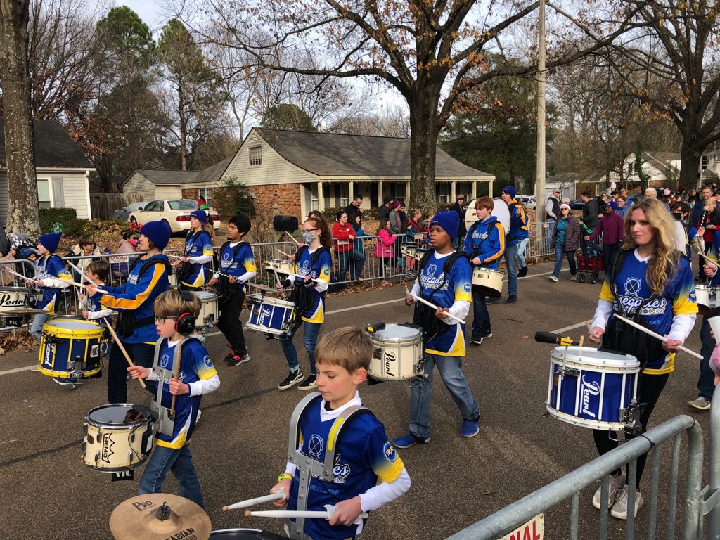 A marching band composed of kids
